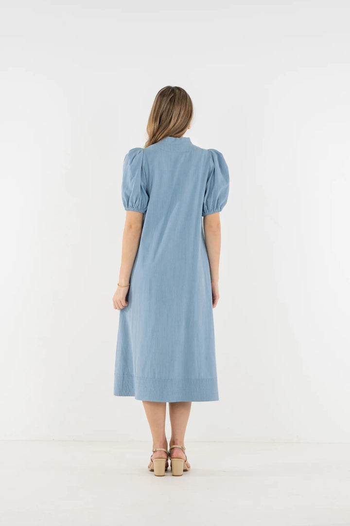 Emily Mccarthy Hampton Dress IN Denim Chambray