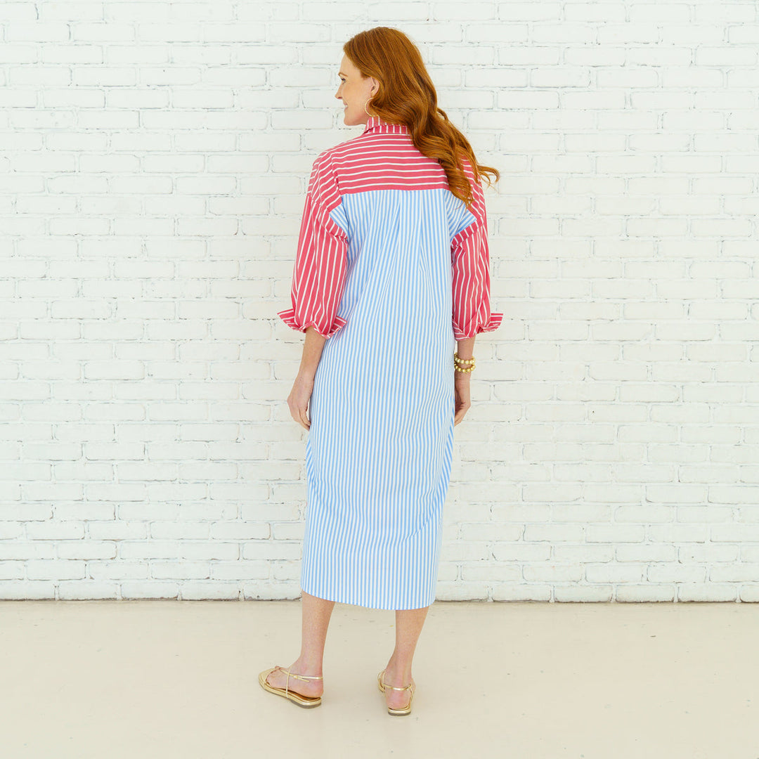 Caryn Lawn Libby Stripe Dress in Red