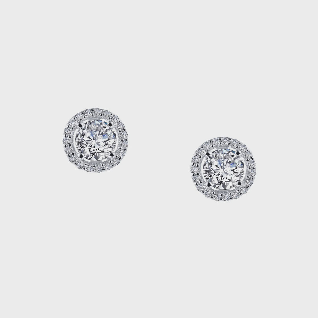 Lafonn Silver 1.3 CTW Halo Stud Earrings