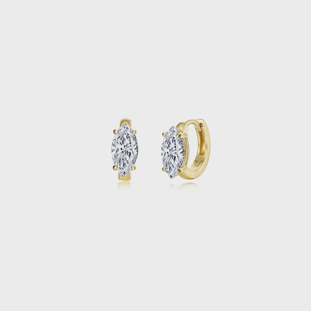 Lafonn Gold Floating Marquise-Cut Huggies