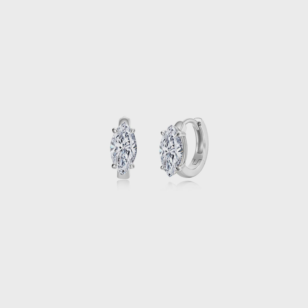 Lafonn Silver Floating Marquise-Cut Huggies