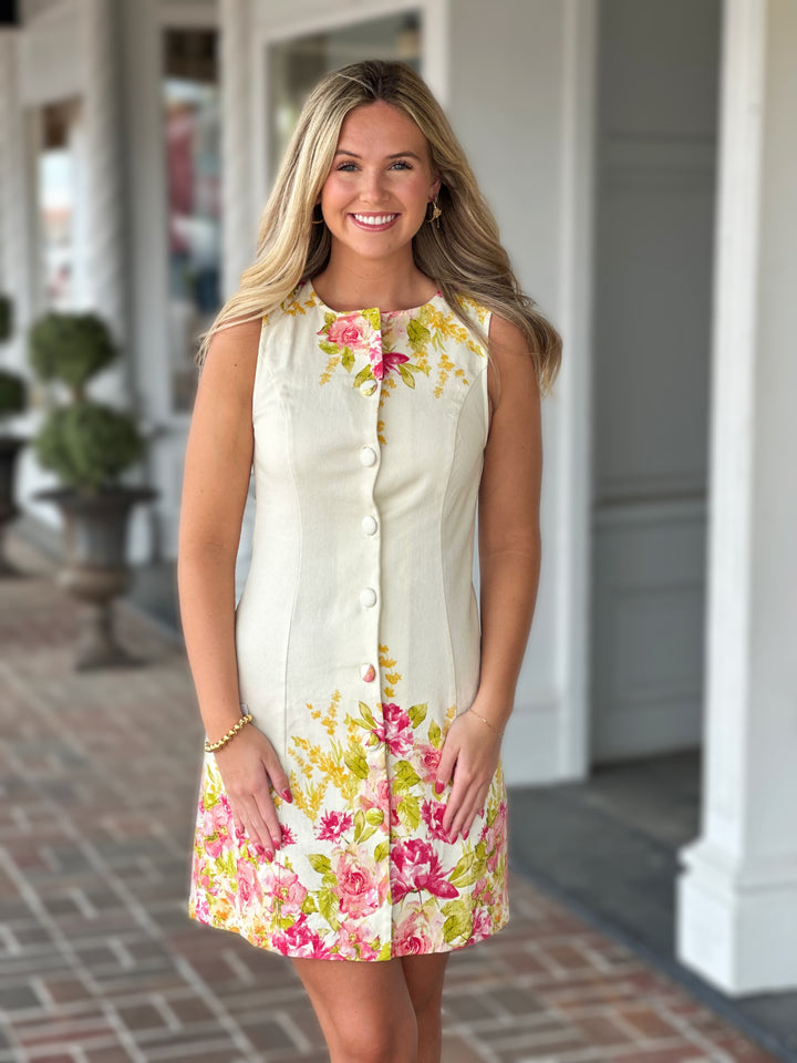 Ivory Printed Woven Mini Dress