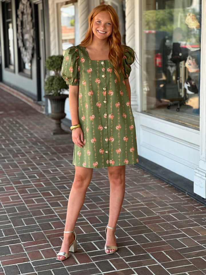 Happy To Be Here Green Floral Dress
