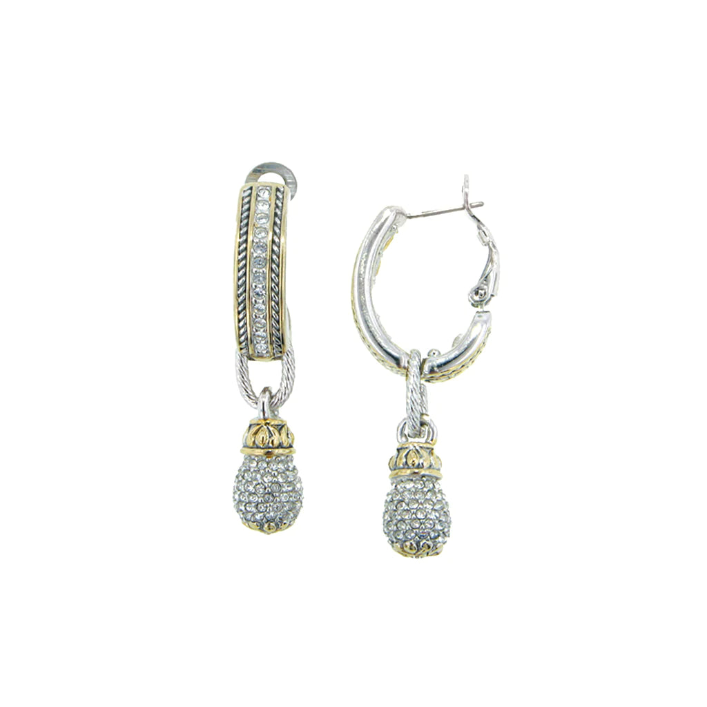 John Medeiros Briolette Pavé Drop Hoop Earrings