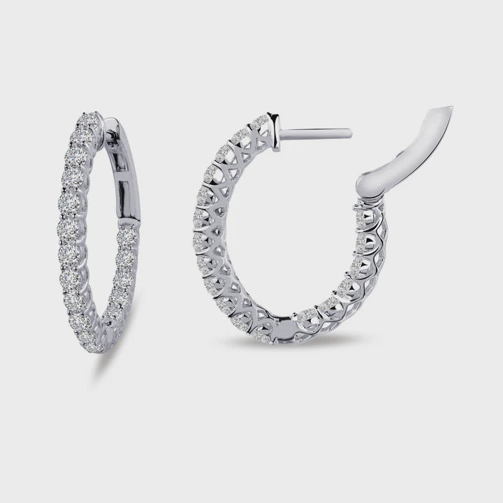 Lafonn Silver 16 mm x 20 mm Oval Hoop Earrings