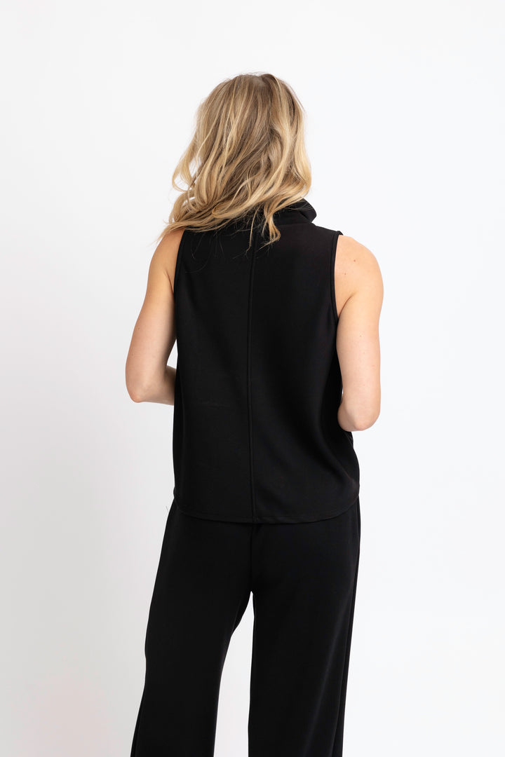 Black Sleeveless Mock Neck Top