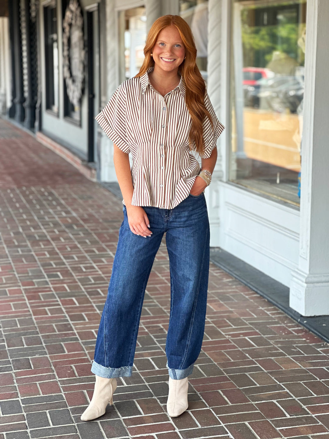 Let It Be Brown Stripe Top