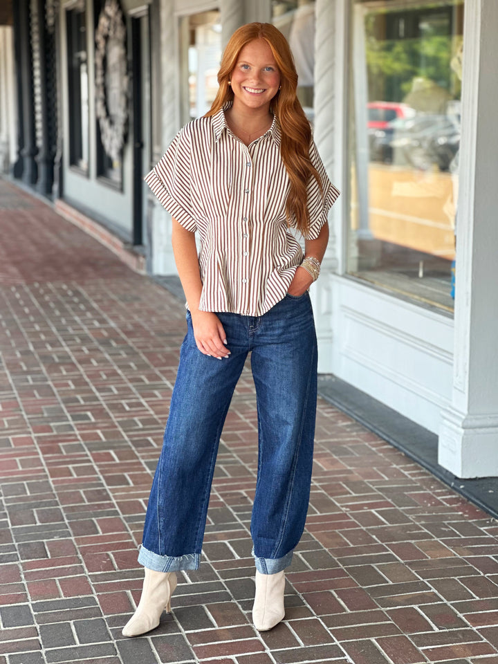 Let It Be Brown Stripe Top