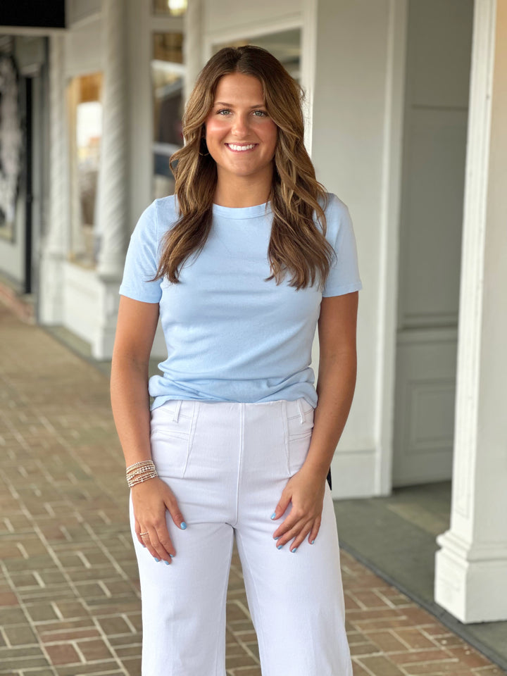 Michael Stars Mady High Neck Crew Tee in Fountain