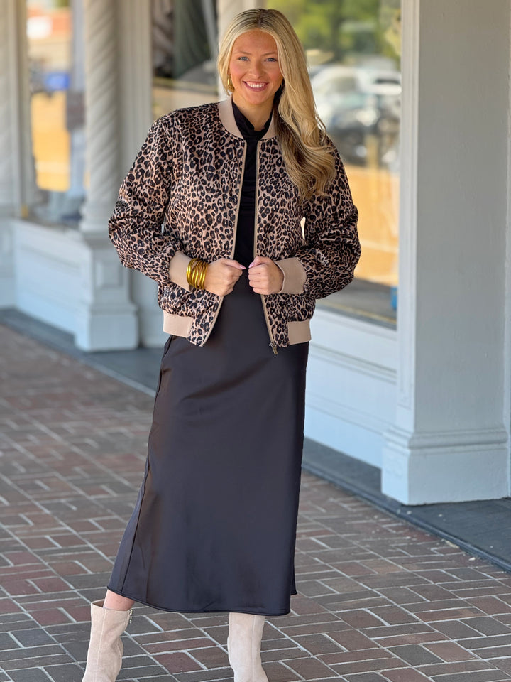 Sanctuary Monroe Sateen Leopard Print Bomber