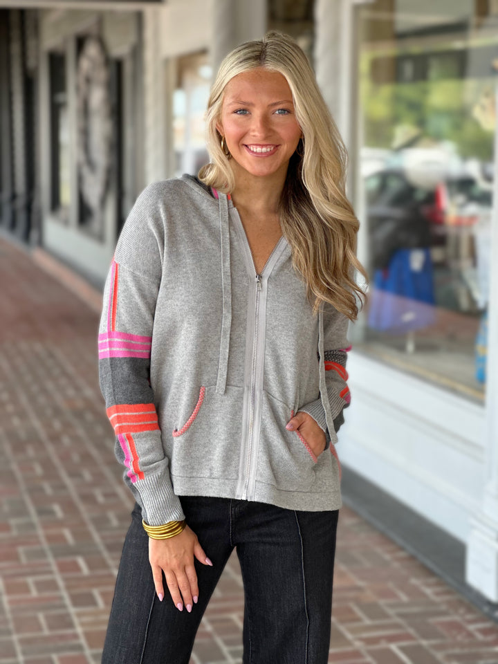 Mixed Media Hoodie in Marl