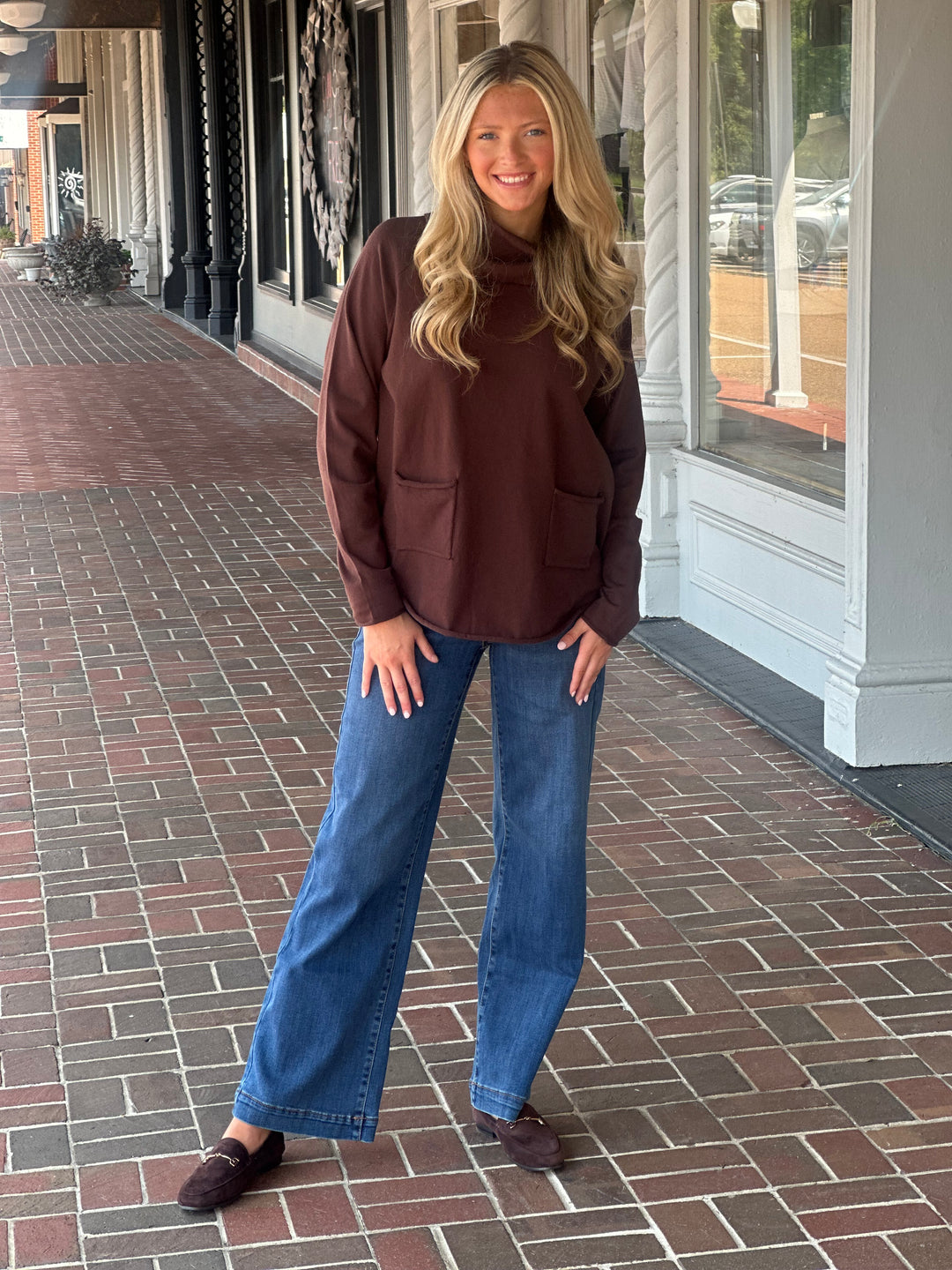 French Dressing Cowl Neck Sweater in Brown