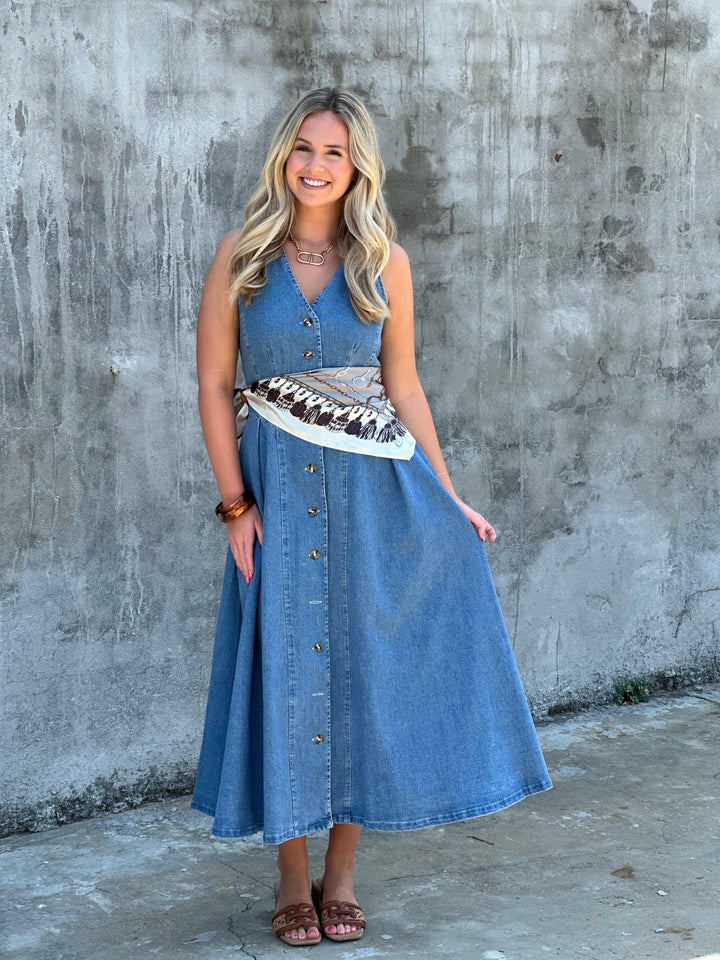 Meant For This Denim Midi Dress