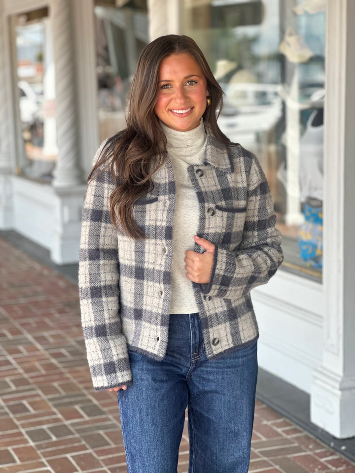 Plaid Stripe Jacket in Charcoal