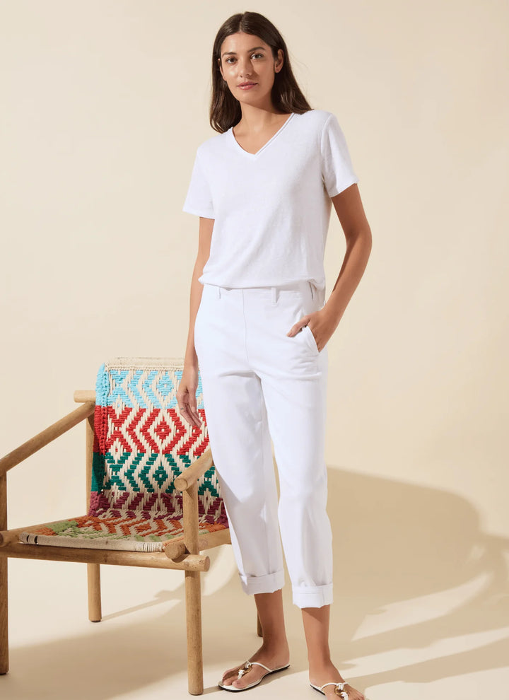 Lysse Winslet Cuffed Barrel Crop Denim Jean in White