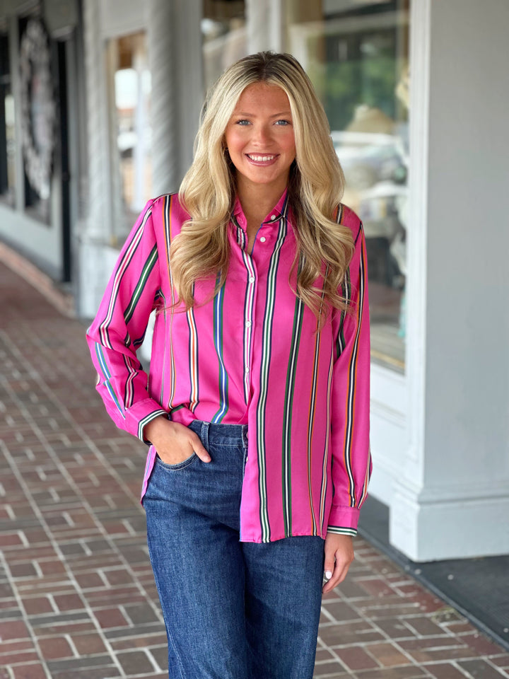 Vilagallo Raya Printed Button Down Top