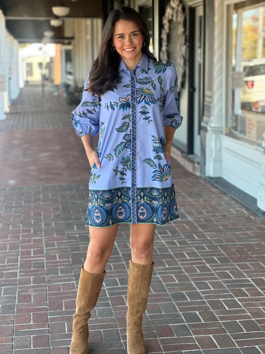 Ava Dress in Periwinkle Mosaic