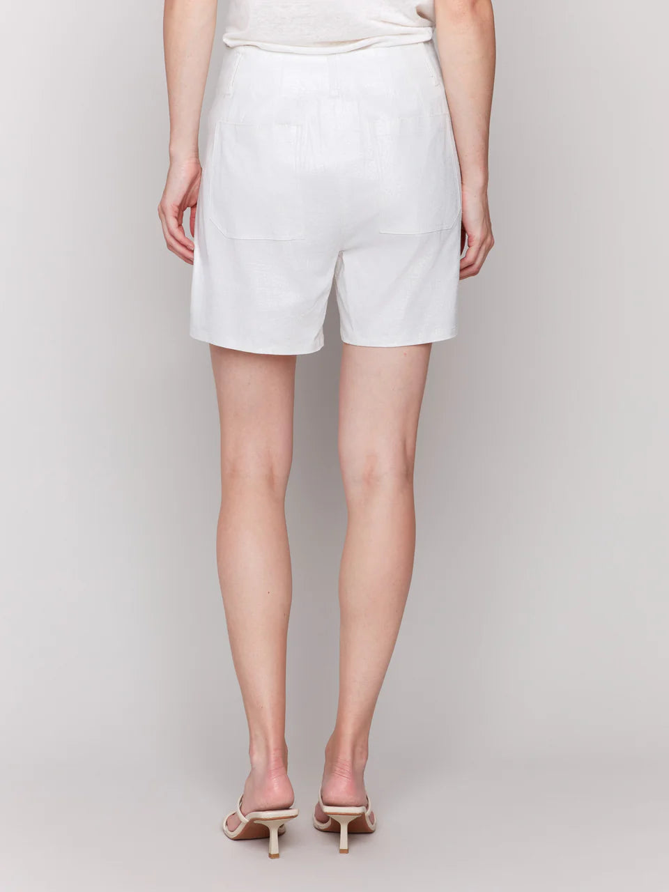 Charlie B Champagne Foil Linen Stretch Short