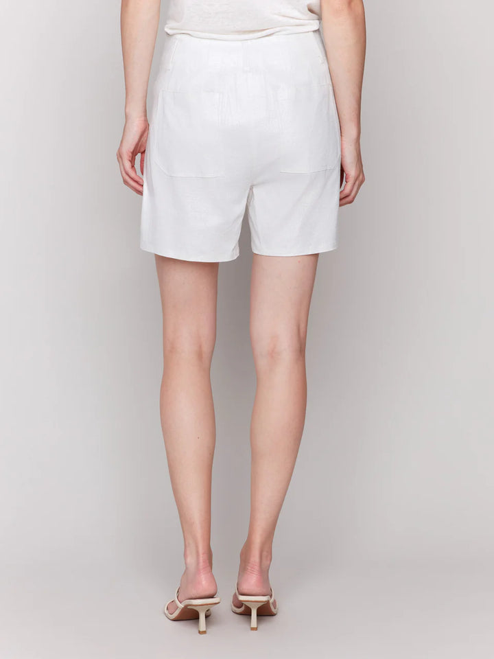 Charlie B Champagne Foil Linen Stretch Short