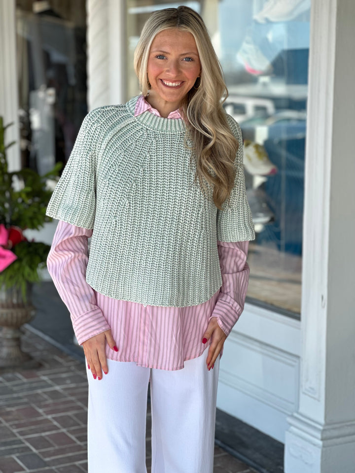 Free People Amy Sweater Tee in Cameo Green