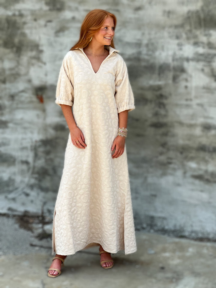 Emily Mccarthy Poppy Maxi Dress in Sandstone Cheetah