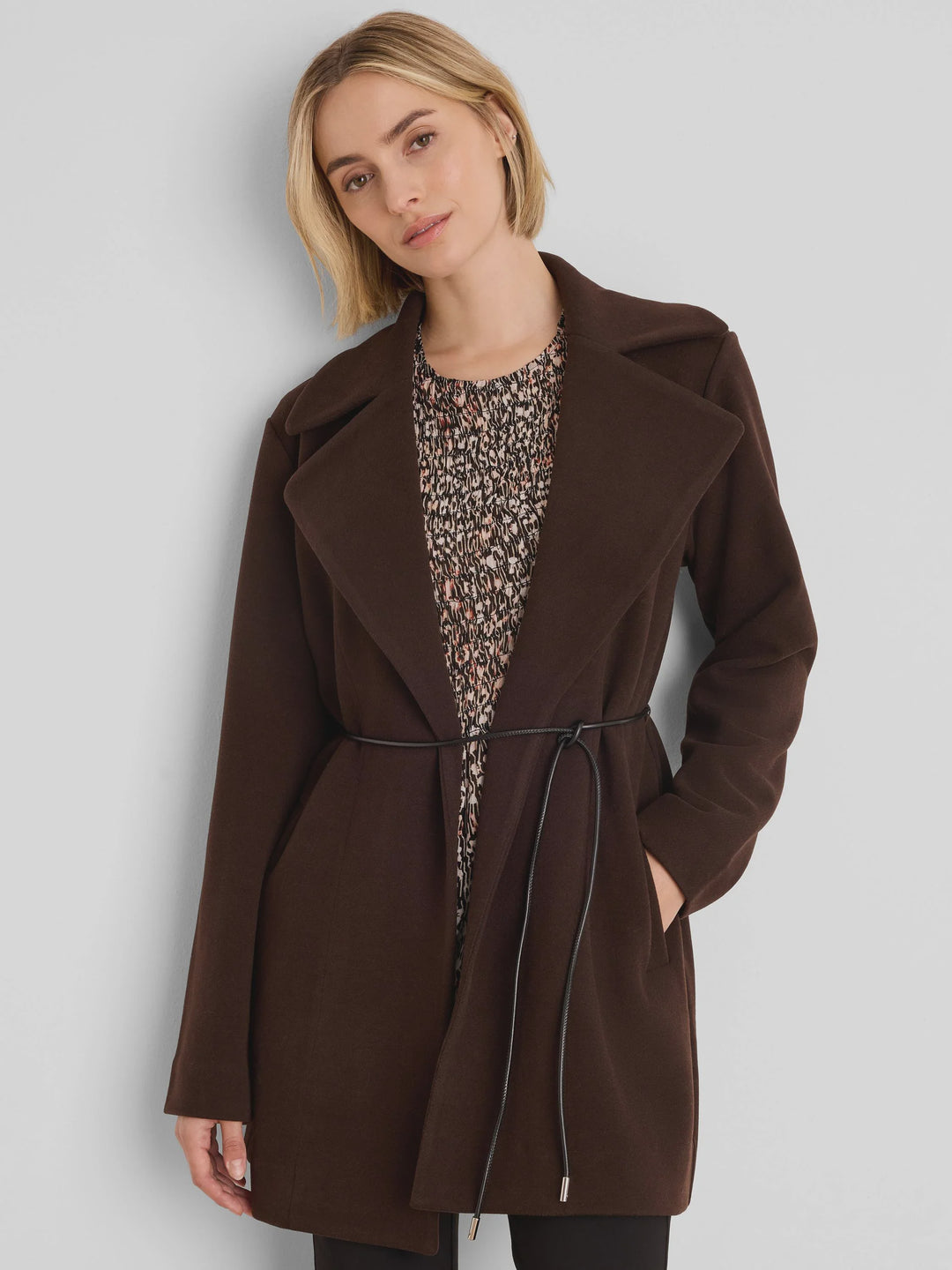 NIC+ZOE Knit Twill Wrap Jacket in Java