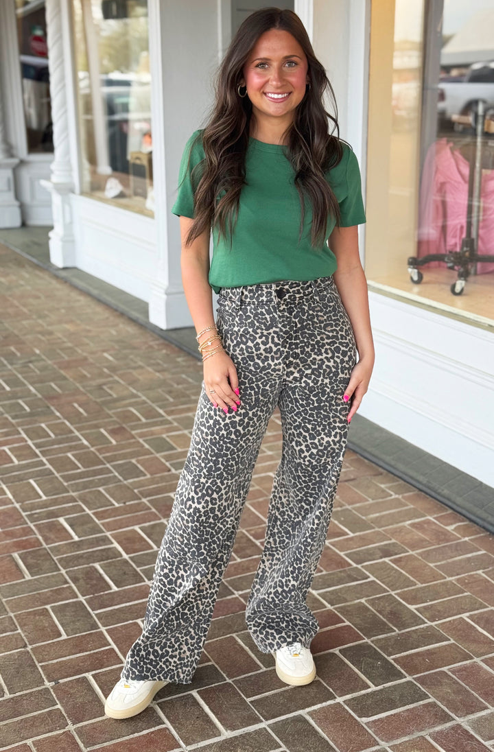 Michael Stars Mady High Neck Crew Tee in Palm