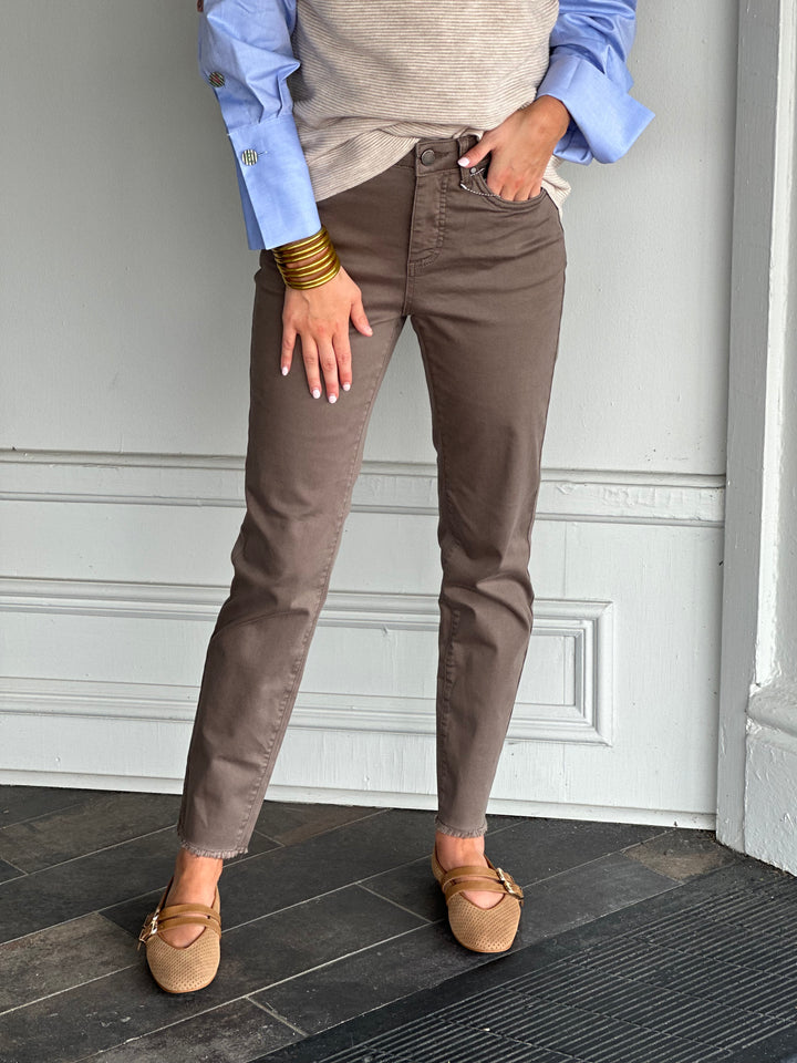 French Dressing Olivia Slim Ankle Jeans in Taupe