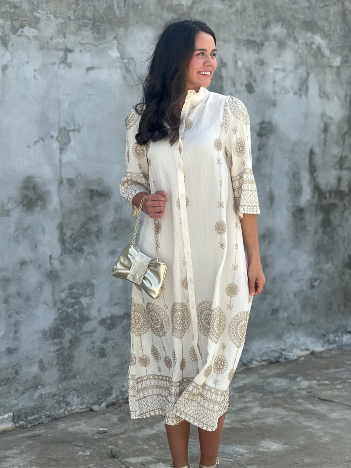 Button Down Midi Dress in Ivory