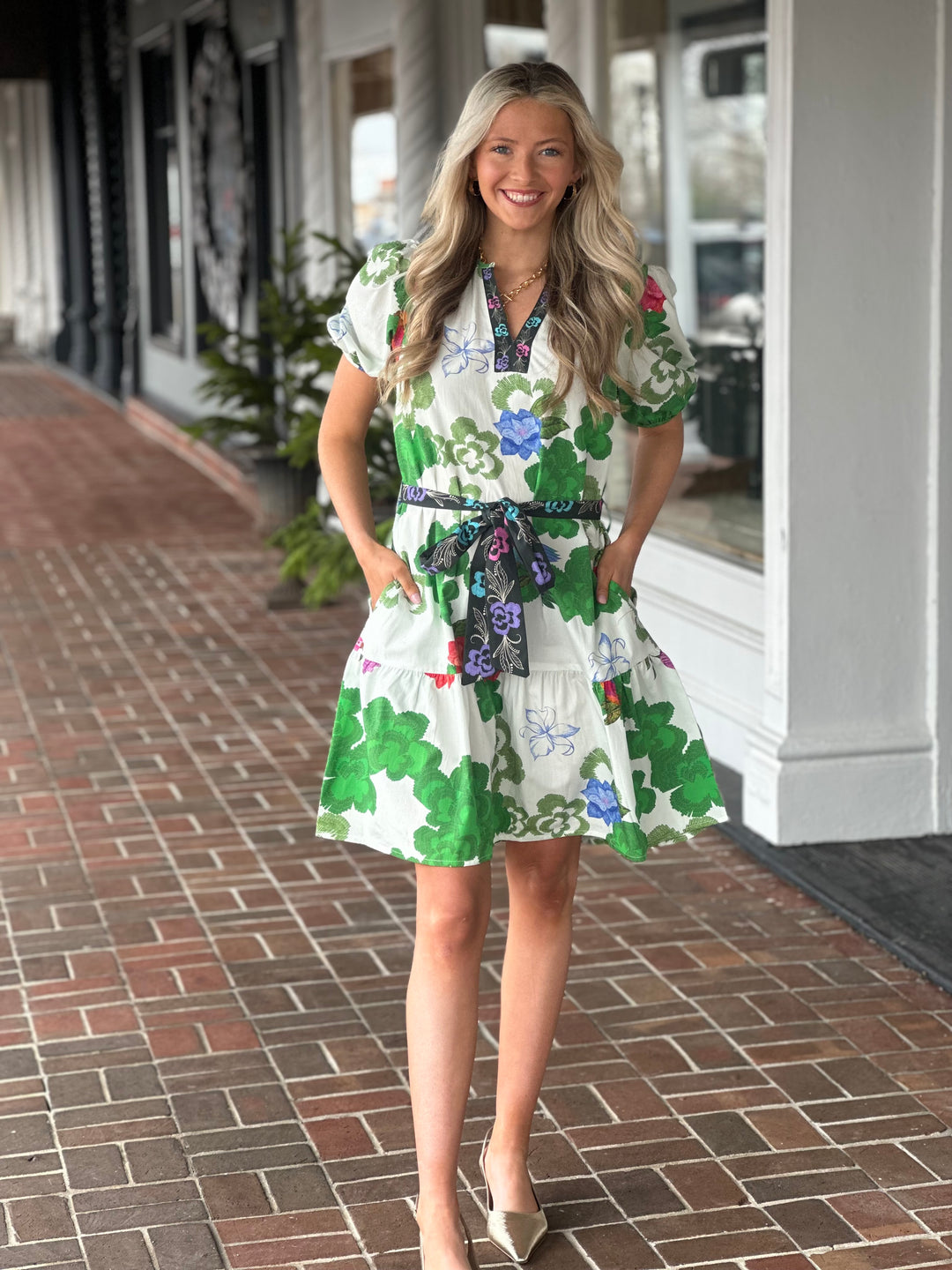 Gwen Dress in Forest Flutter