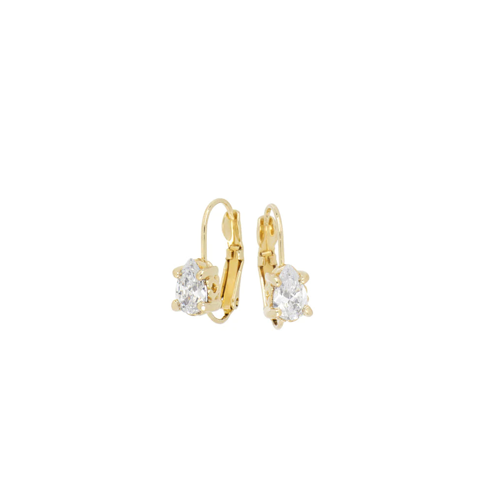 John Medeiros Beijos Collection - CZ Pear Shape Gold Prong Set Earrings