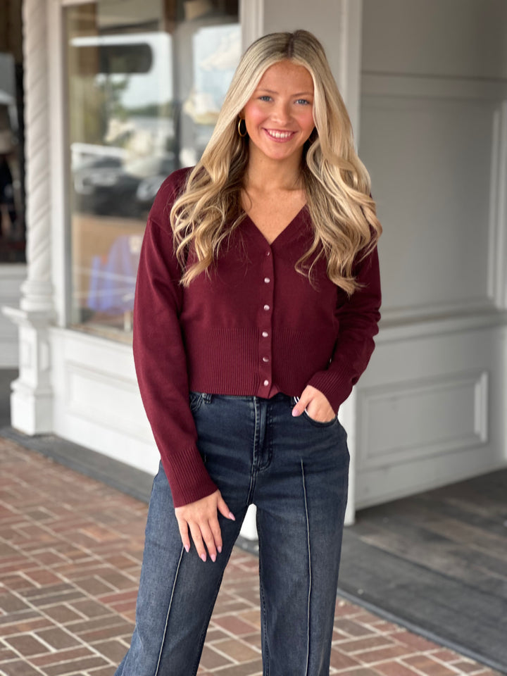 Steve Madden Lauryn Cardigan in Wine