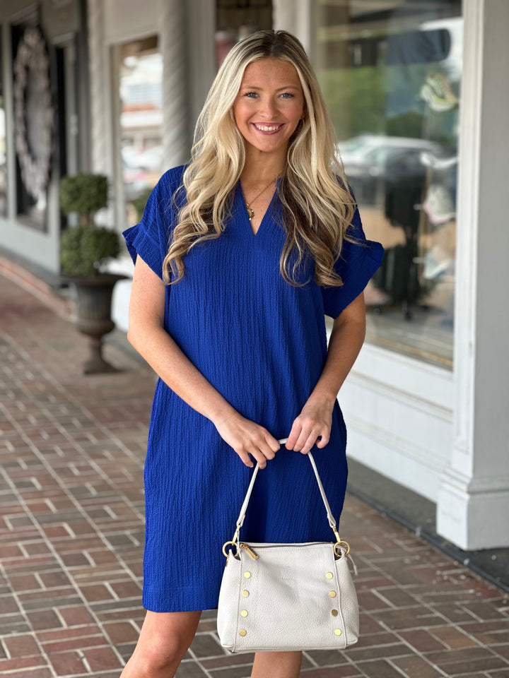 Tribal Mini Shift Dress in Royal Blue