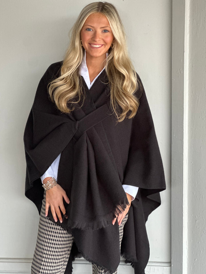 Simple Solid Color Shawl in Black