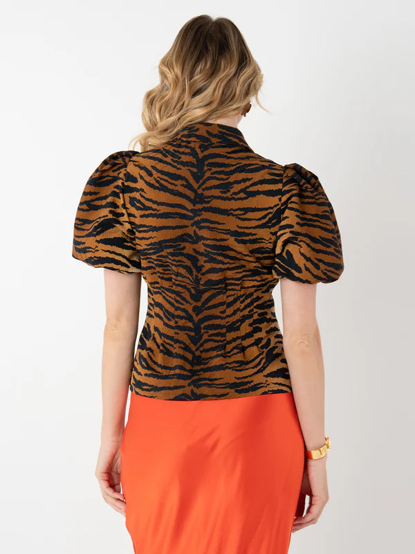 Emily Mccarthy Britt Top in Tiger Jacquard