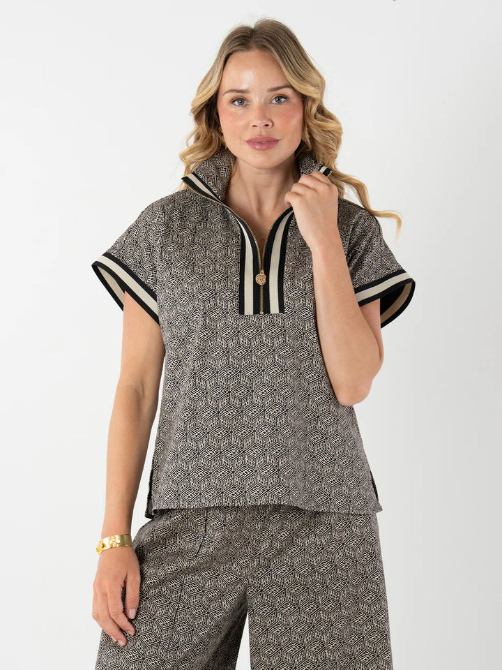 Emily Mccarthy Poppy Pullover in Black Tonal Monogram