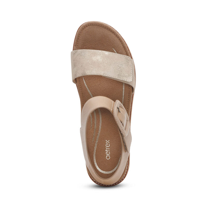 aetrex Claire Quarter Strap Sandal in Champagne – Sugar & Spice