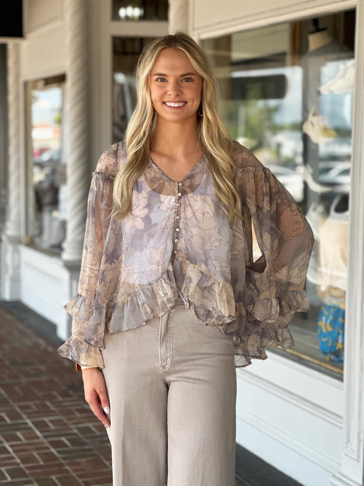 Free People Day Dreaming Blouse In Stone Combo
