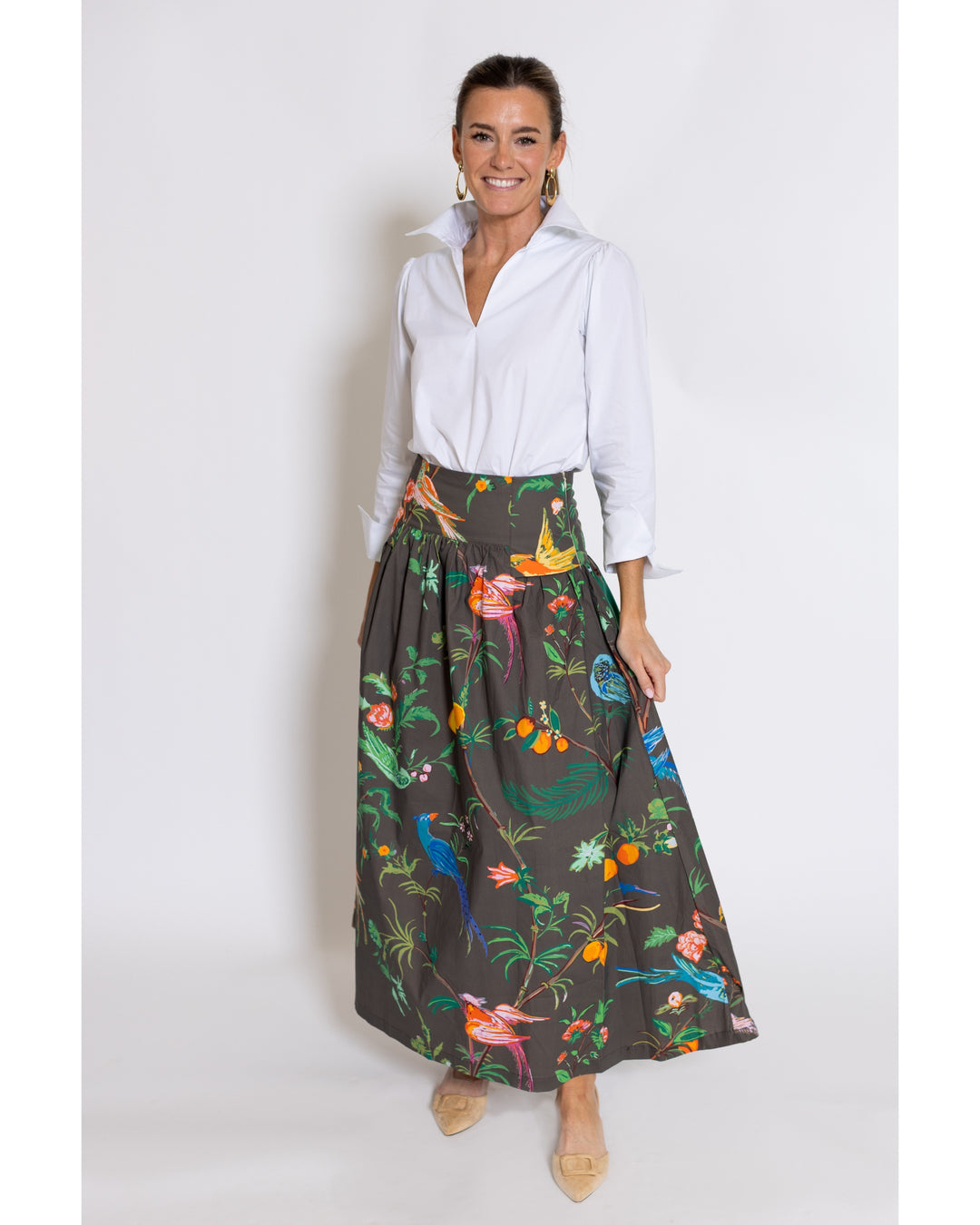 House Of MBR Feather Frolic© Sadie Drop Waist Maxi Skirt