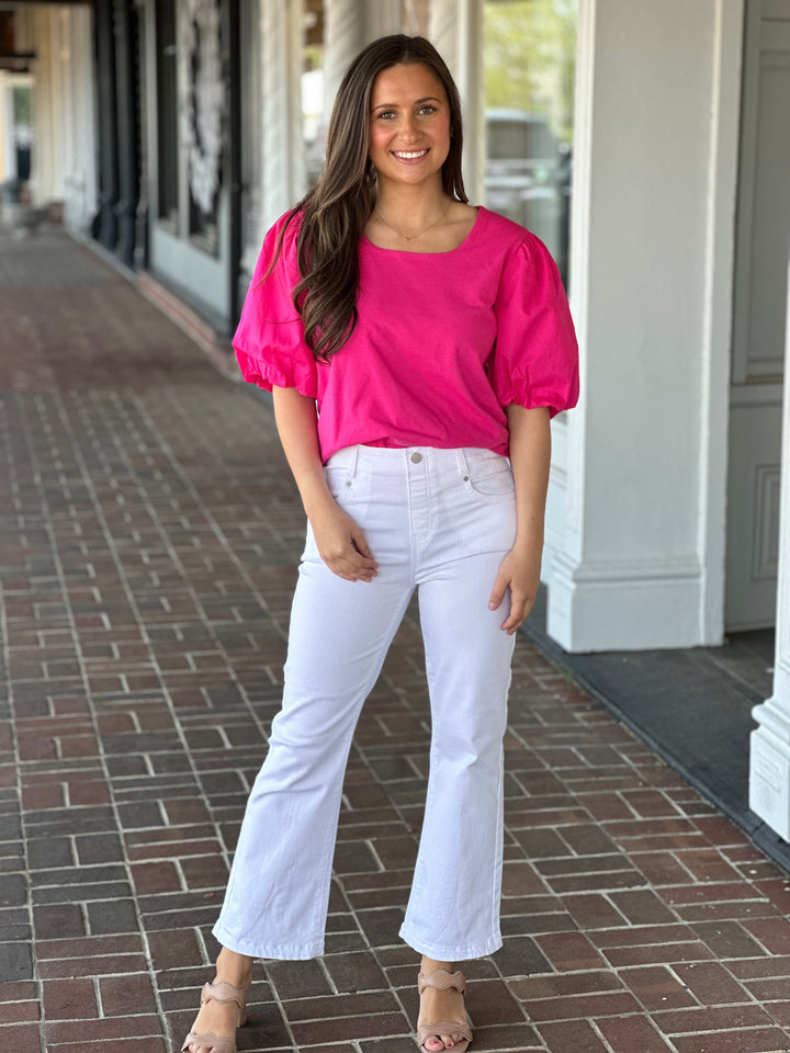 Tru Luxe Square Neck Knit Fuchsia Top