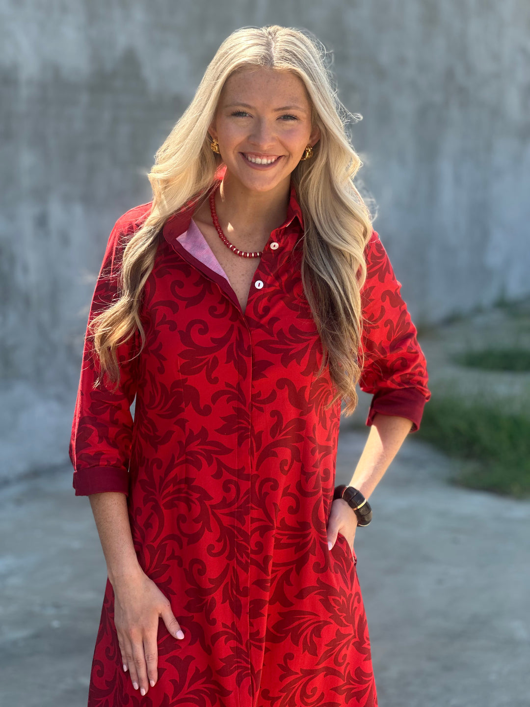 Perlavera Neo Maxi Dress in Damask Red