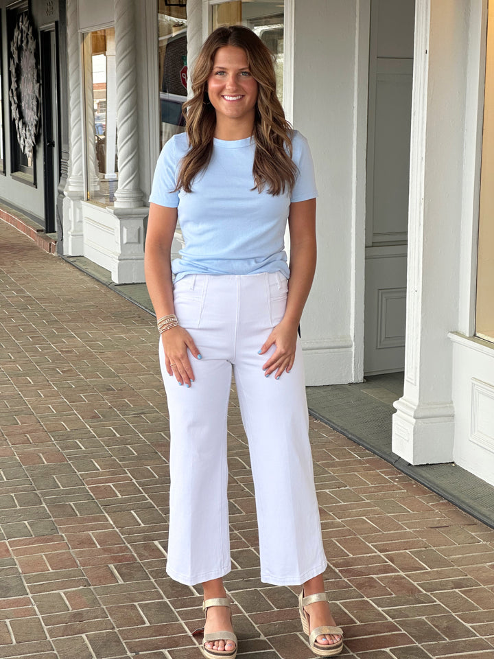 Michael Stars Mady High Neck Crew Tee in Fountain