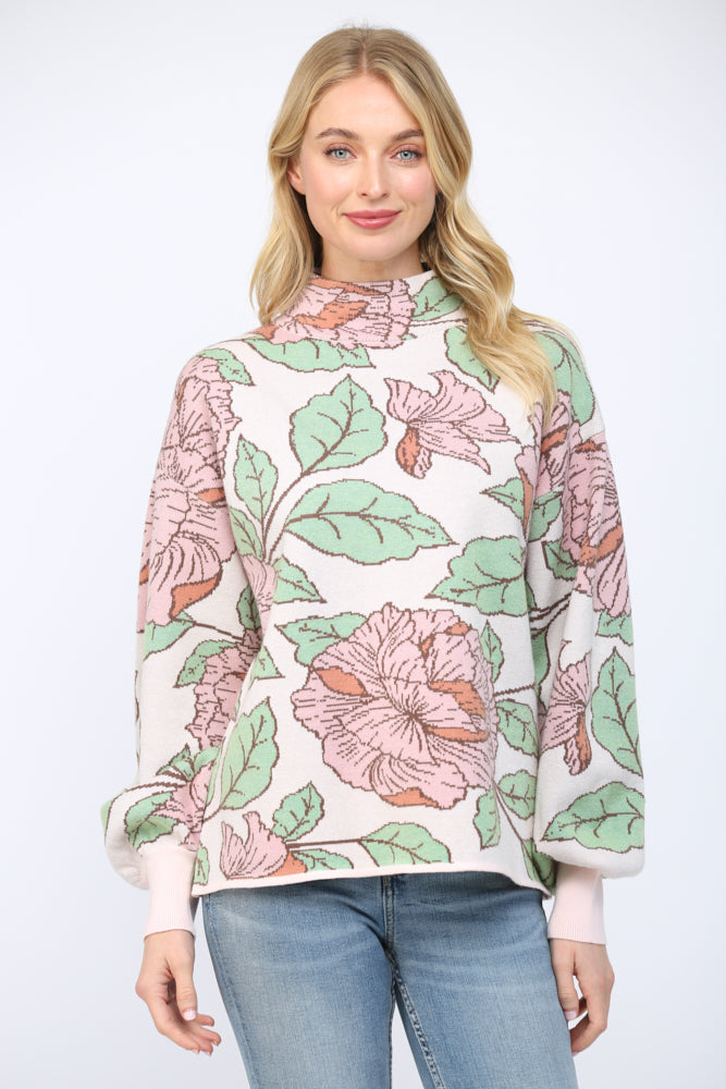 Pink Floral Sweater