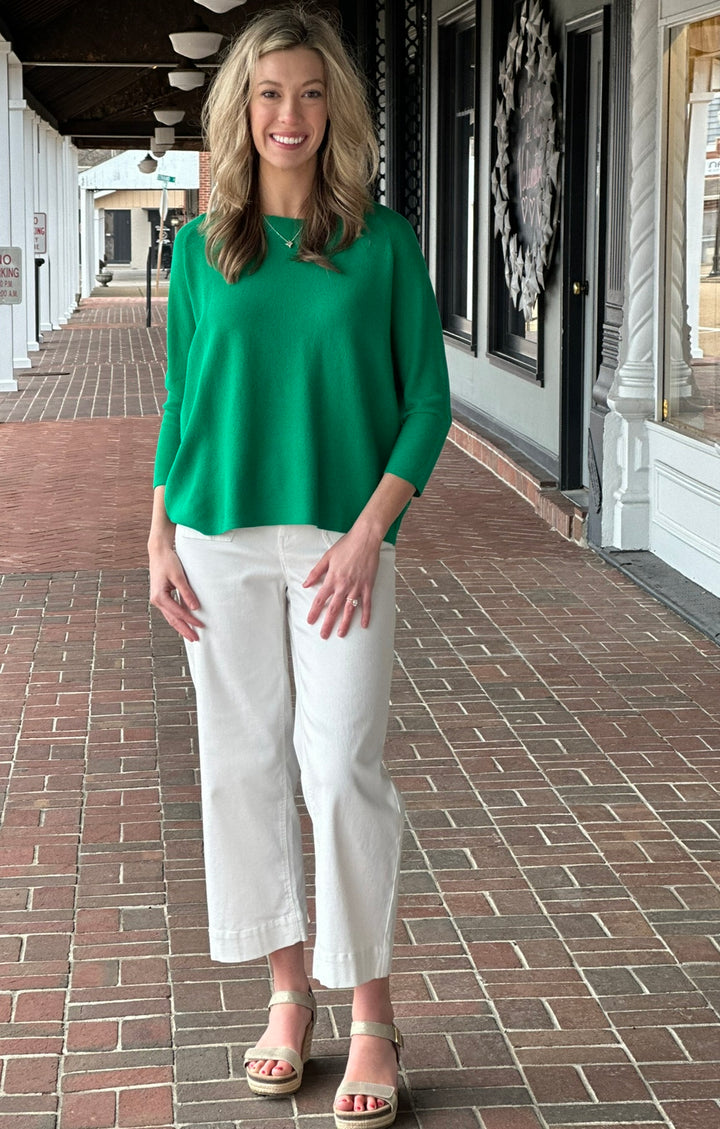Renuar Patch Pocket Wide Leg Oyster Pant