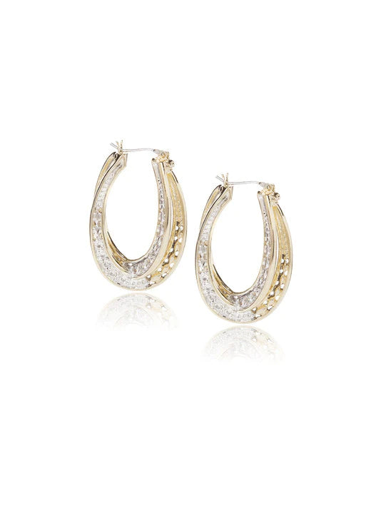 John Medeiros Infinity Collection Pavé Double Oval Hoop Earrings