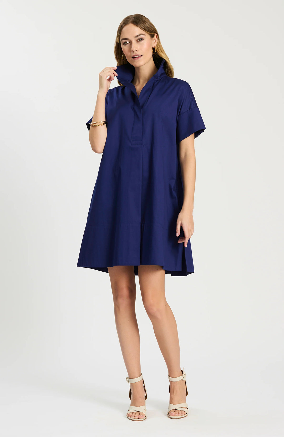 Tyler Boe Addie Cotton Short Shirtdress in Beacon Blue