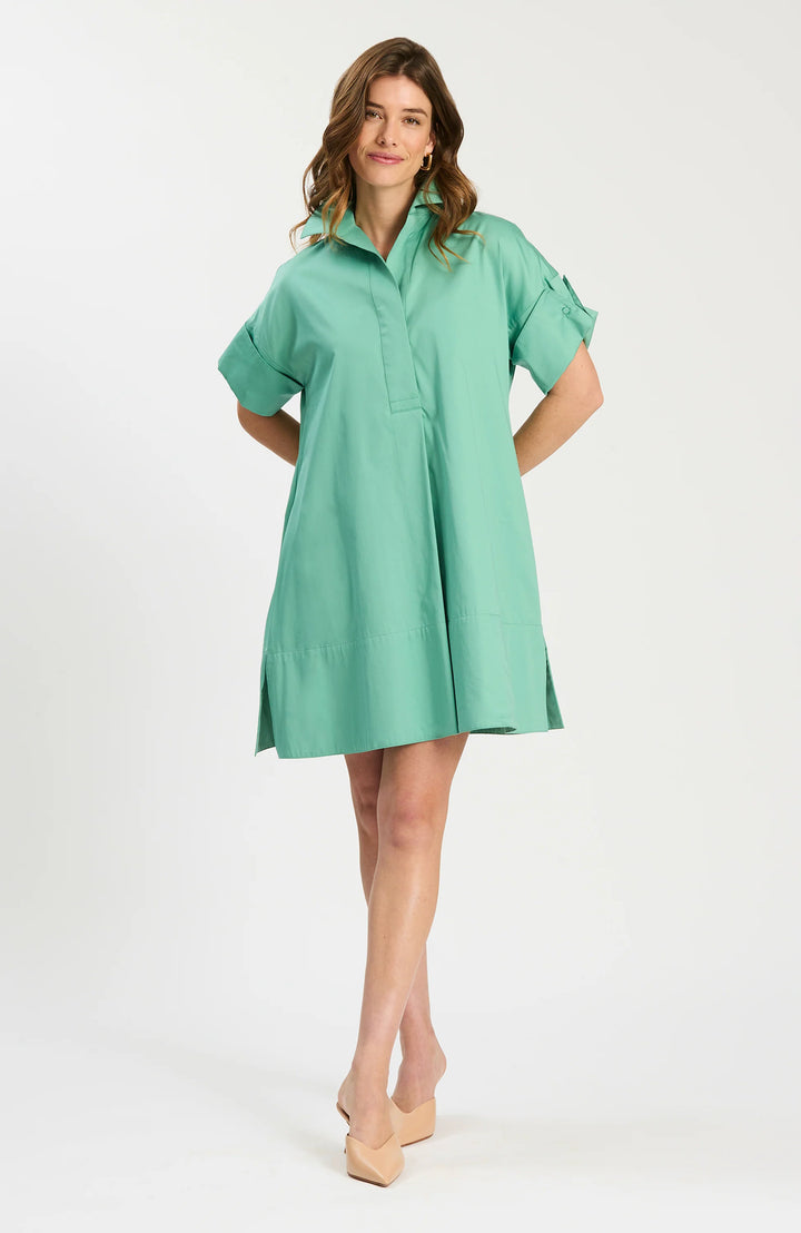 Tyler Boe Addie Cotton Short Shirtdress in Creme de Menthe