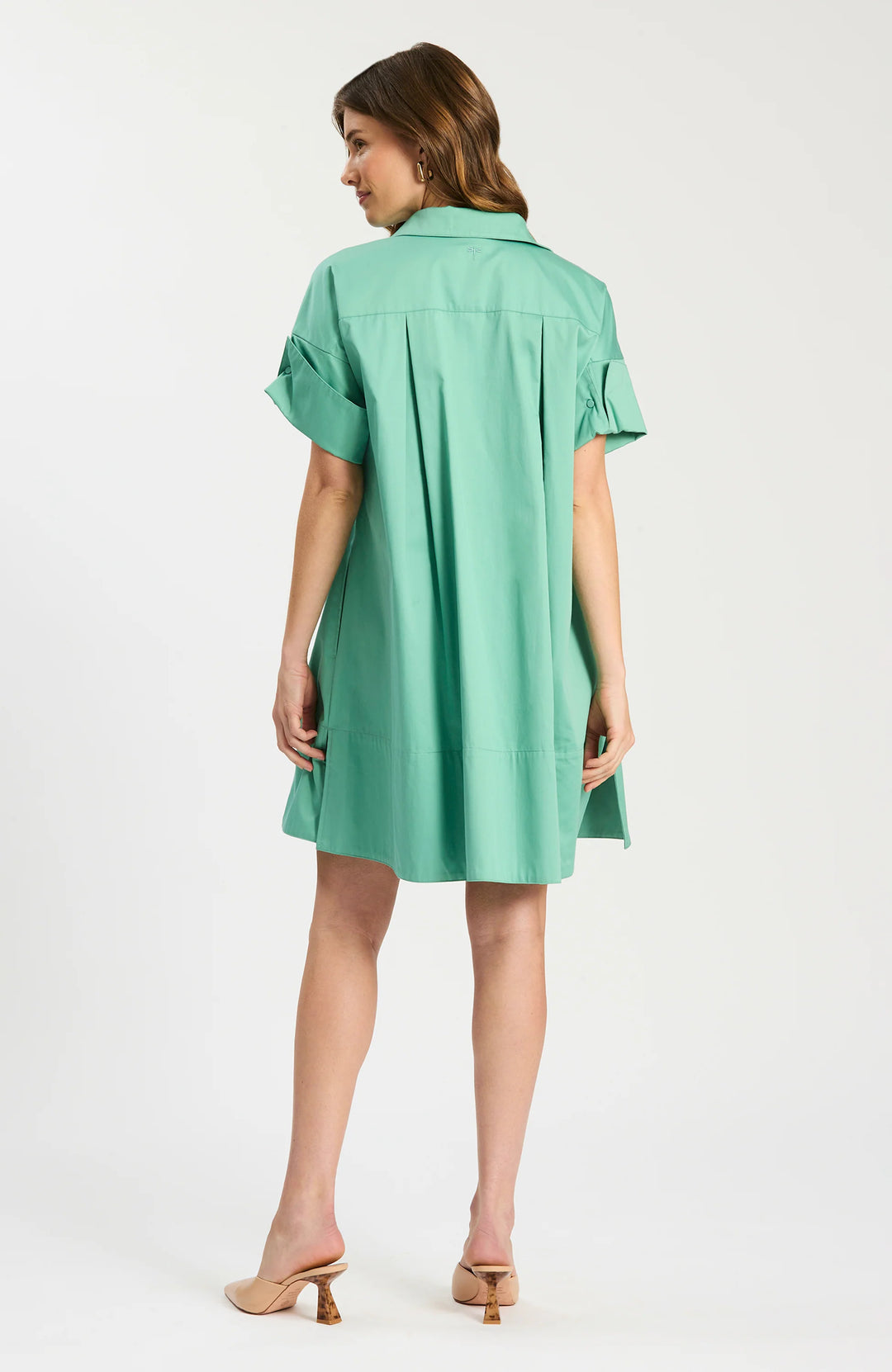 Tyler Boe Addie Cotton Short Shirtdress in Creme de Menthe