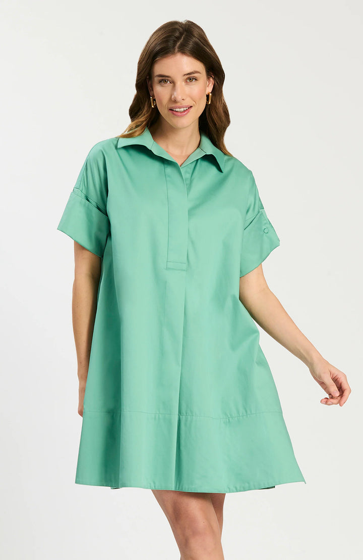 Tyler Boe Addie Cotton Short Shirtdress in Creme de Menthe