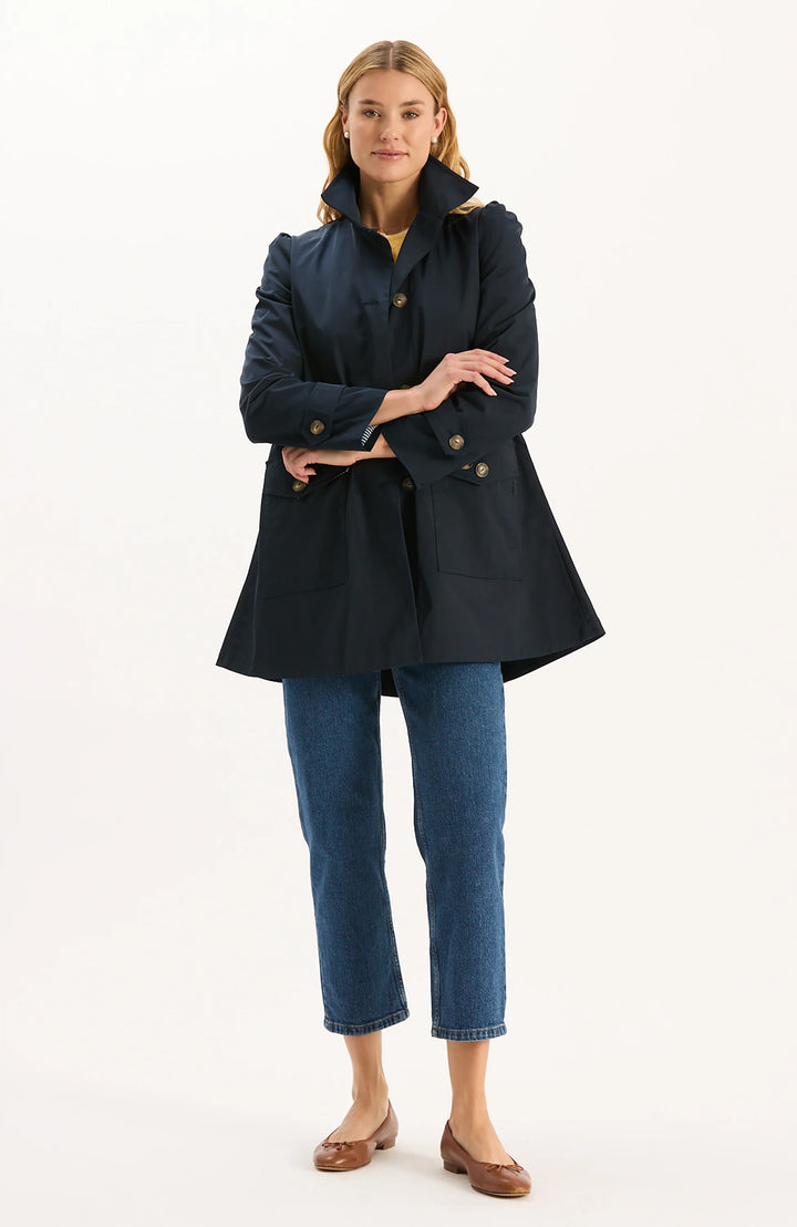 Tyler Boe Sutton Water Repellent Trench in Mid Navy